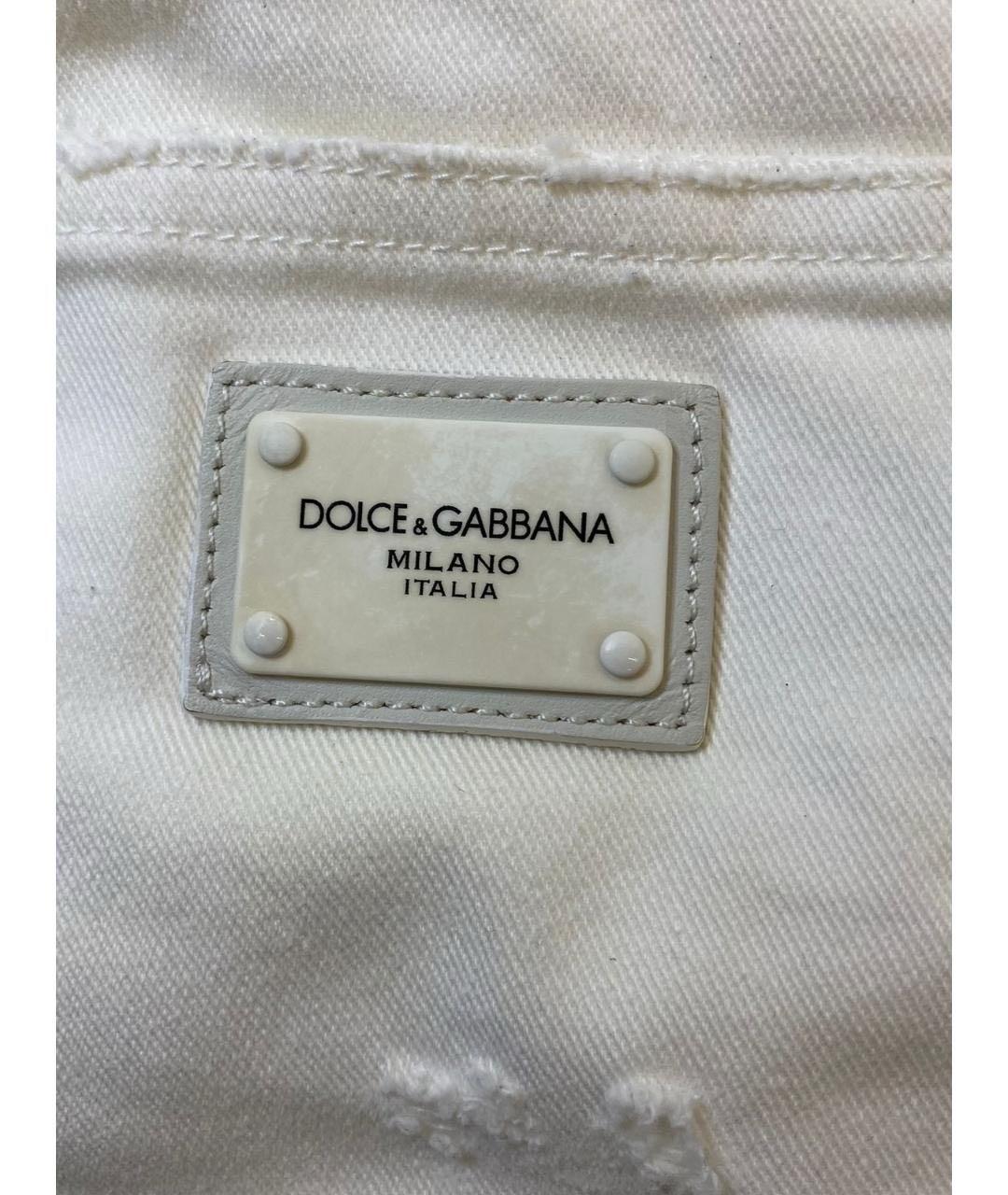 DOLCE&GABBANA Белые хлопковые прямые джинсы, фото 5