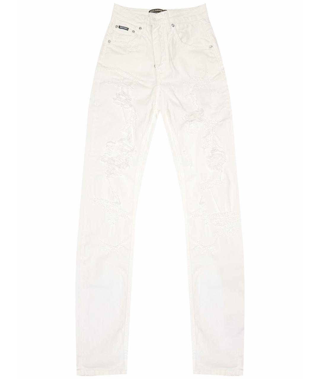 DOLCE&GABBANA Белые хлопковые прямые джинсы, фото 1