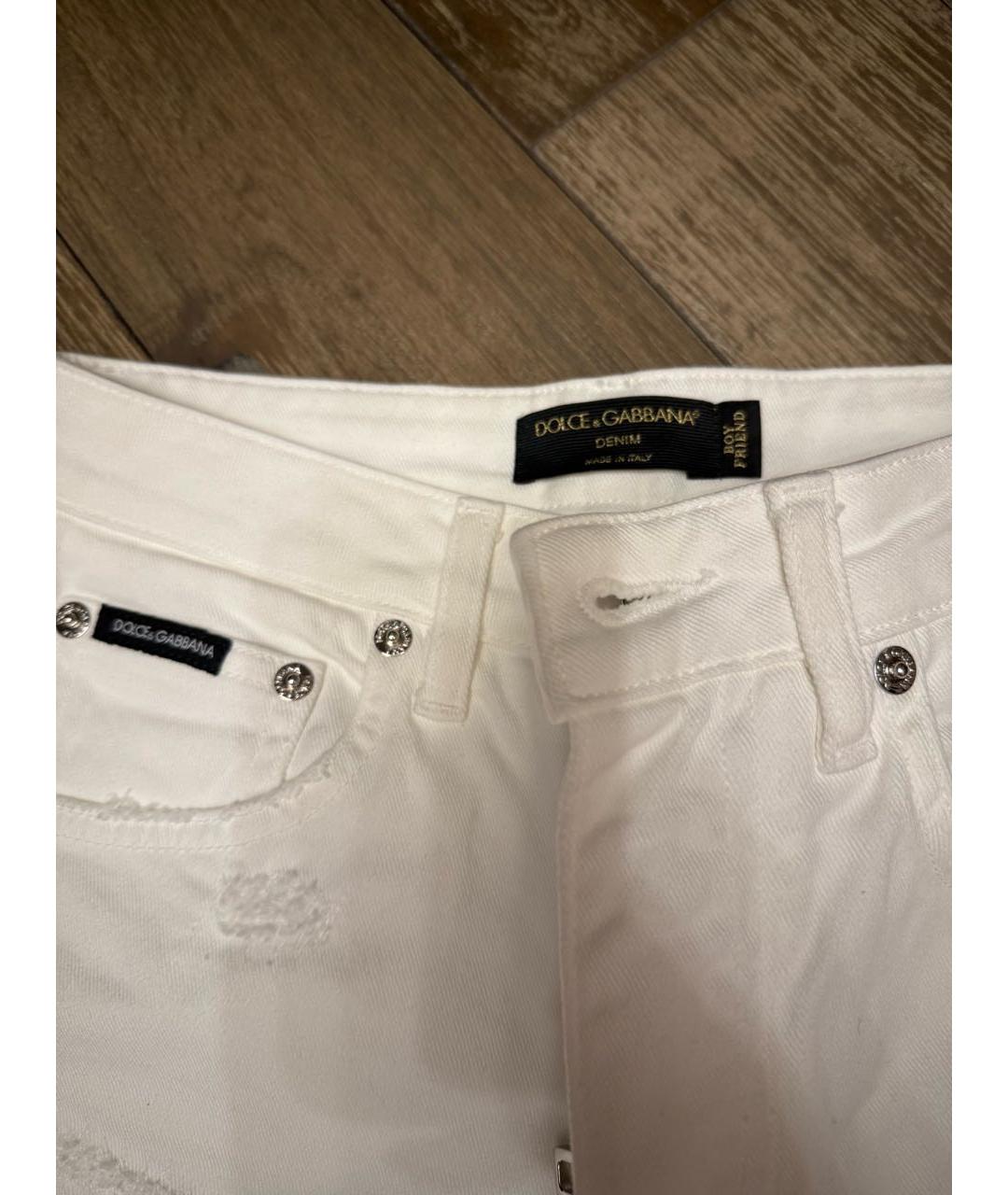 DOLCE&GABBANA Белые хлопковые прямые джинсы, фото 3