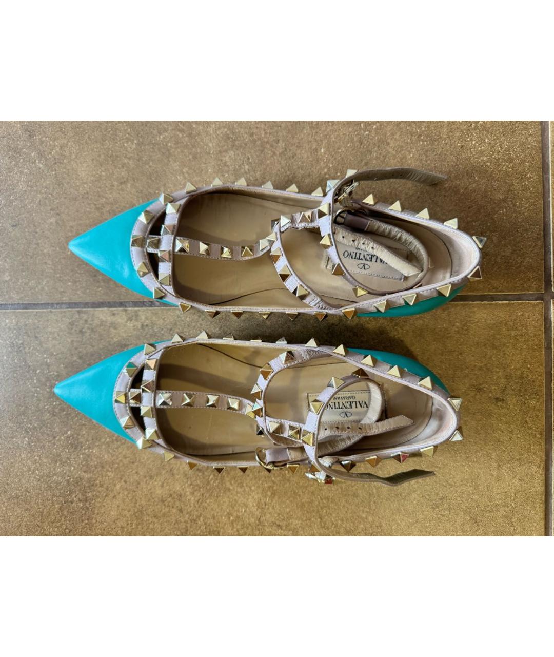 VALENTINO Бирюзовые кожаные балетки, фото 2