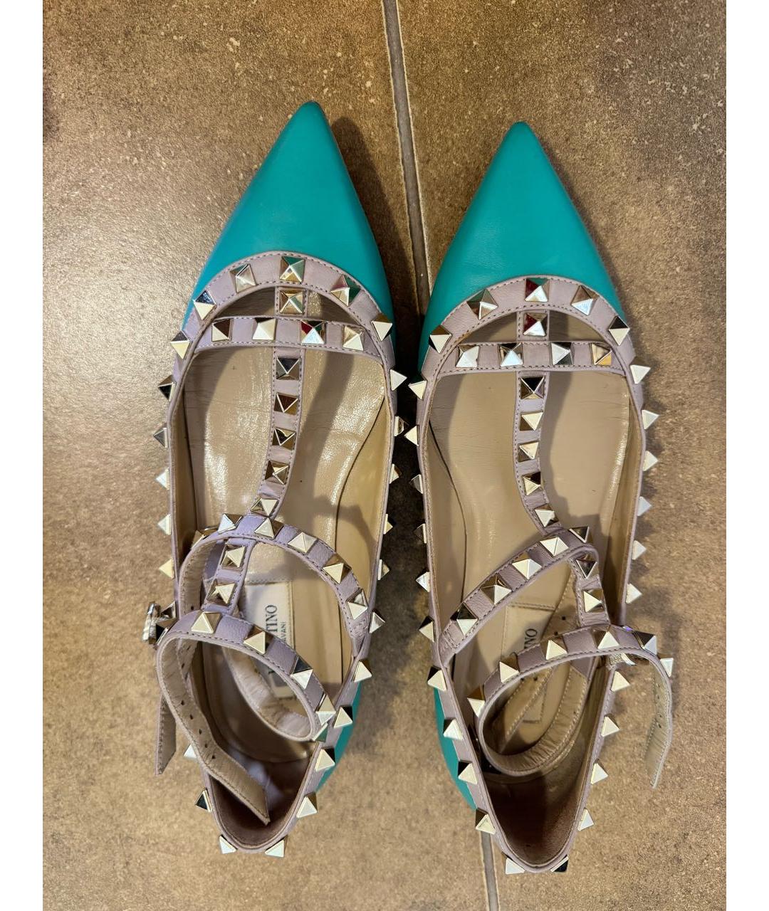 VALENTINO Бирюзовые кожаные балетки, фото 3