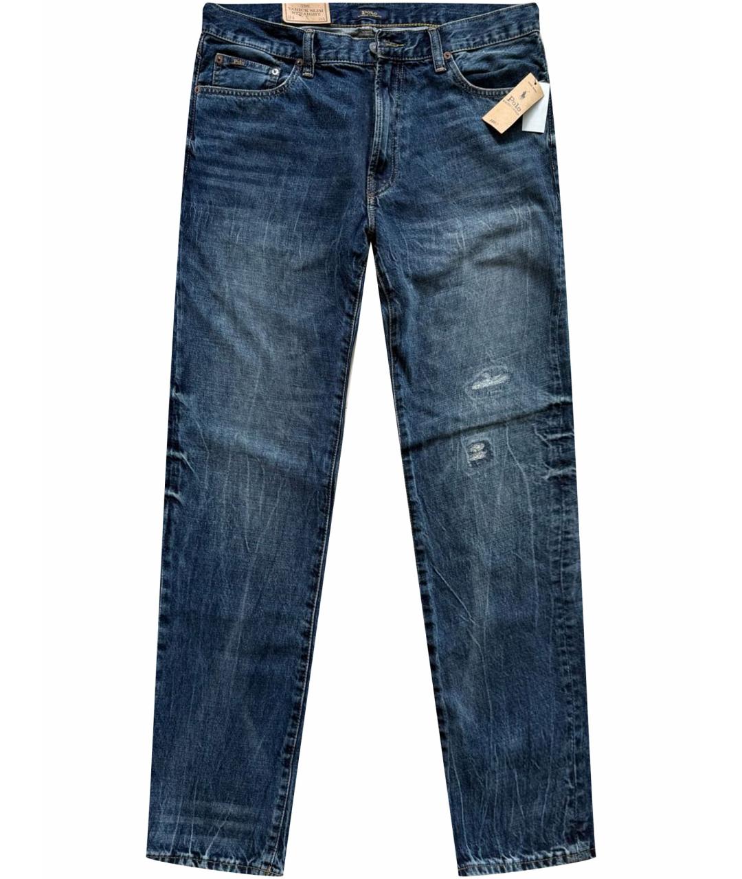 POLO RALPH LAUREN Синие хлопковые прямые джинсы, фото 1