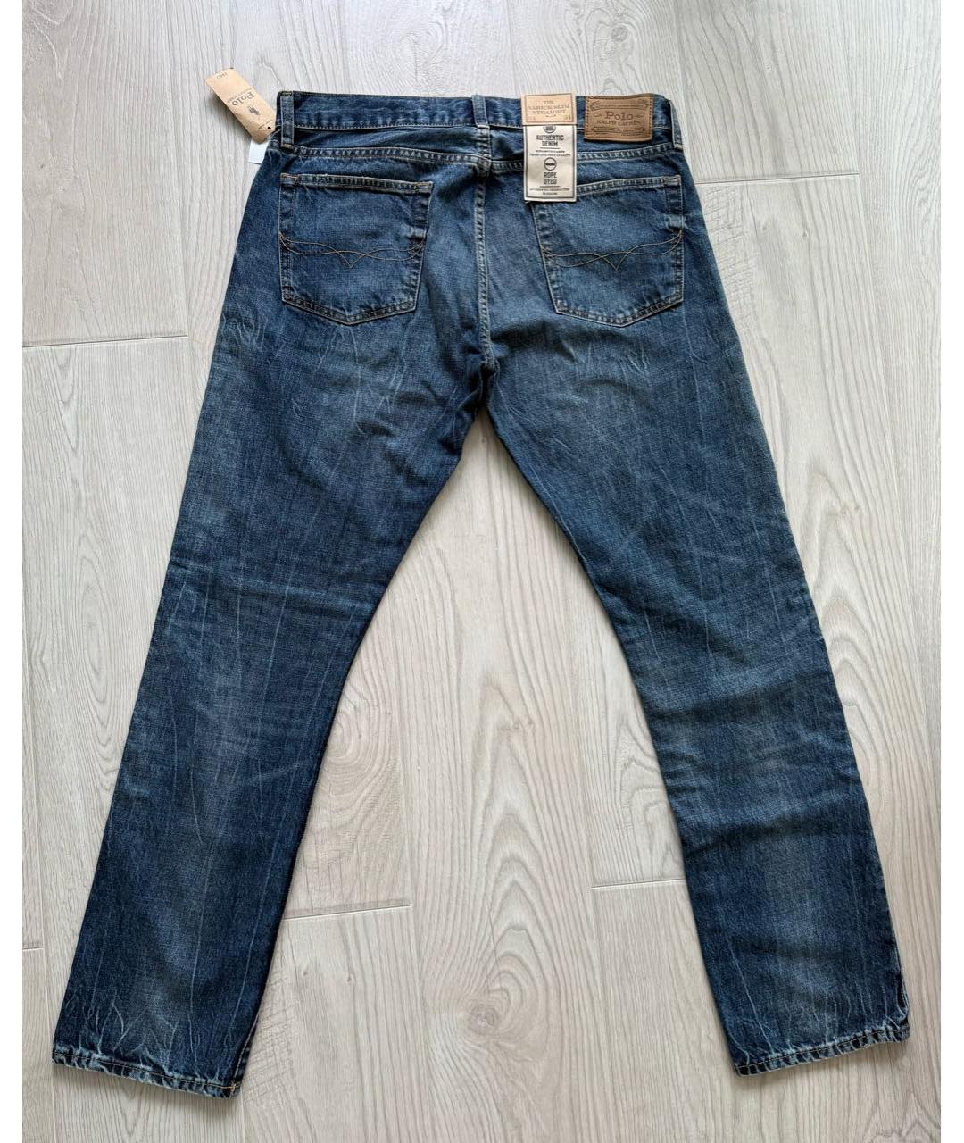 POLO RALPH LAUREN Синие хлопковые прямые джинсы, фото 2