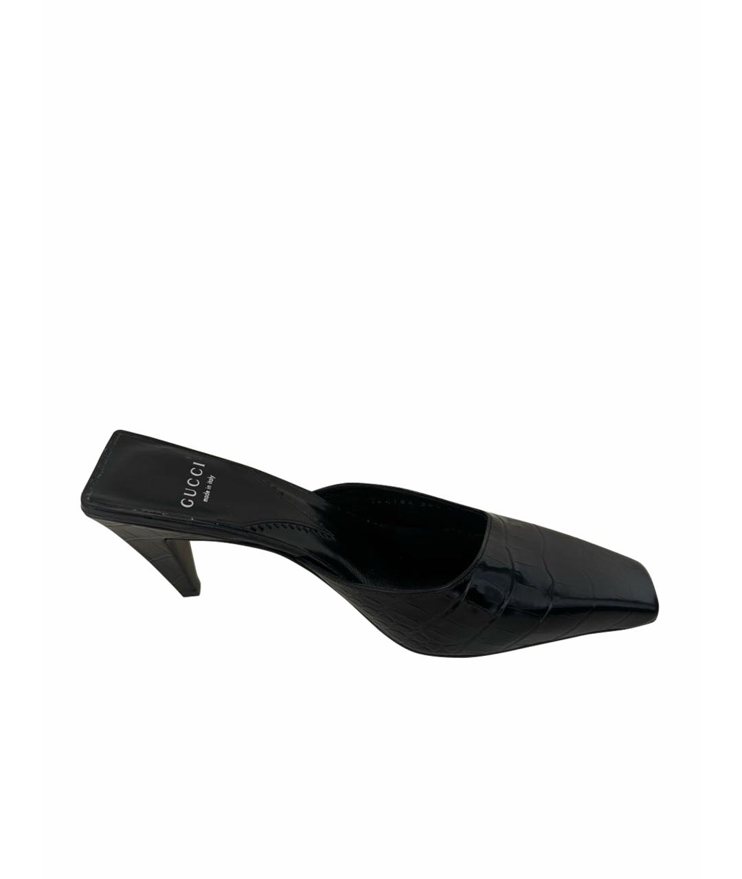 GUCCI Черные кожаные мюли, фото 1