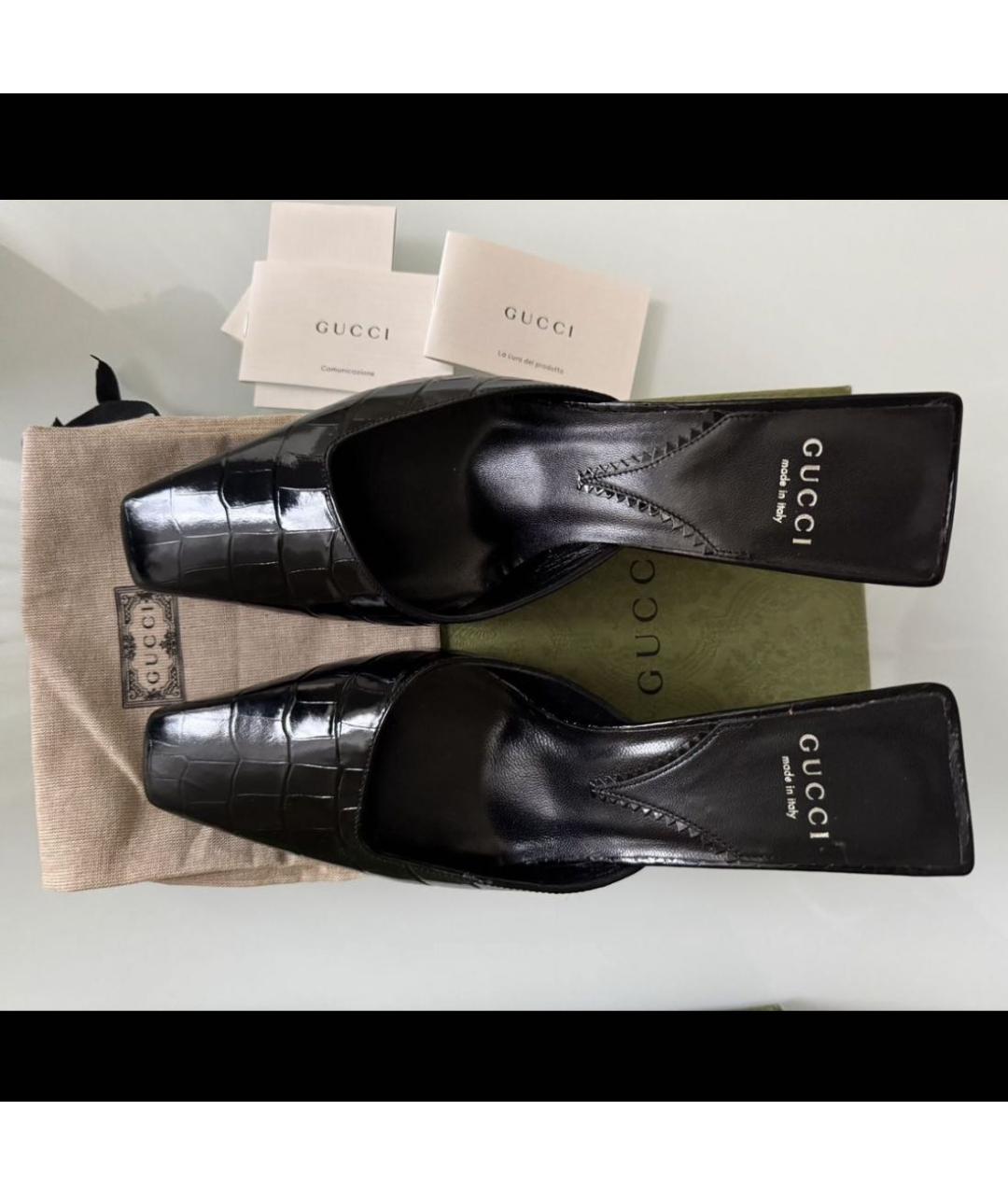 GUCCI Черные кожаные мюли, фото 6