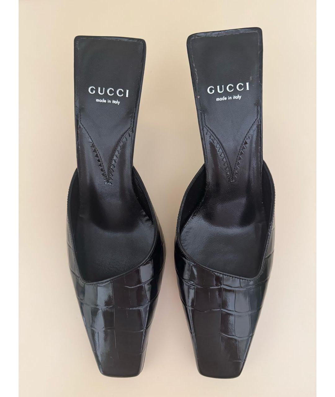 GUCCI Черные кожаные мюли, фото 2