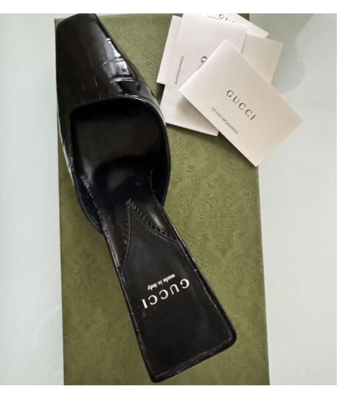 GUCCI Черные кожаные мюли, фото 7
