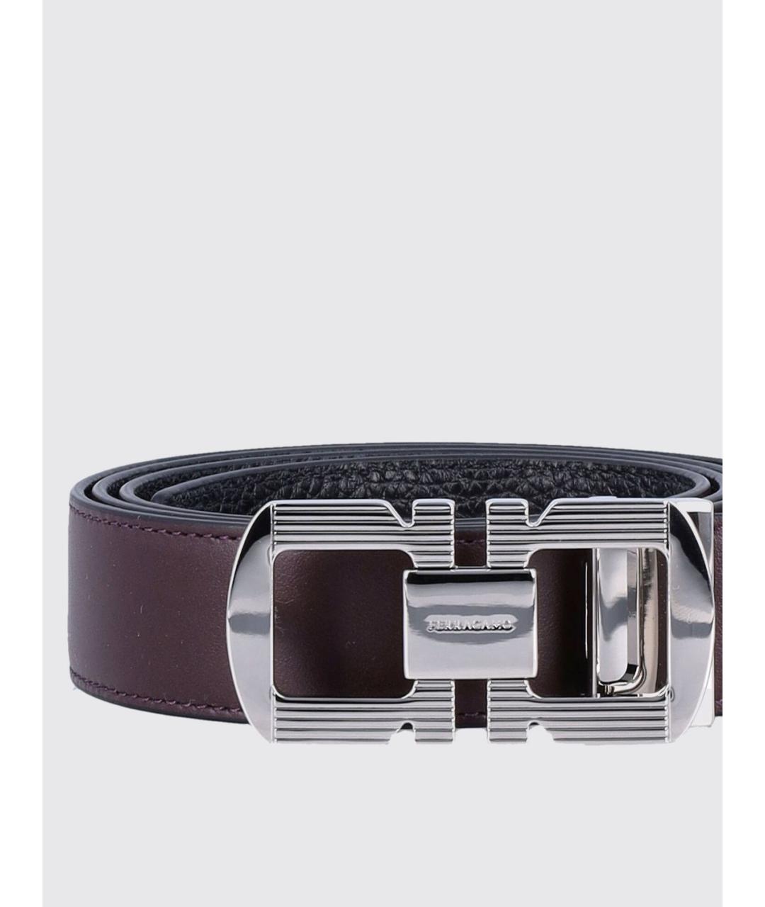 FERRAGAMO Бордовый кожаный ремень, фото 2