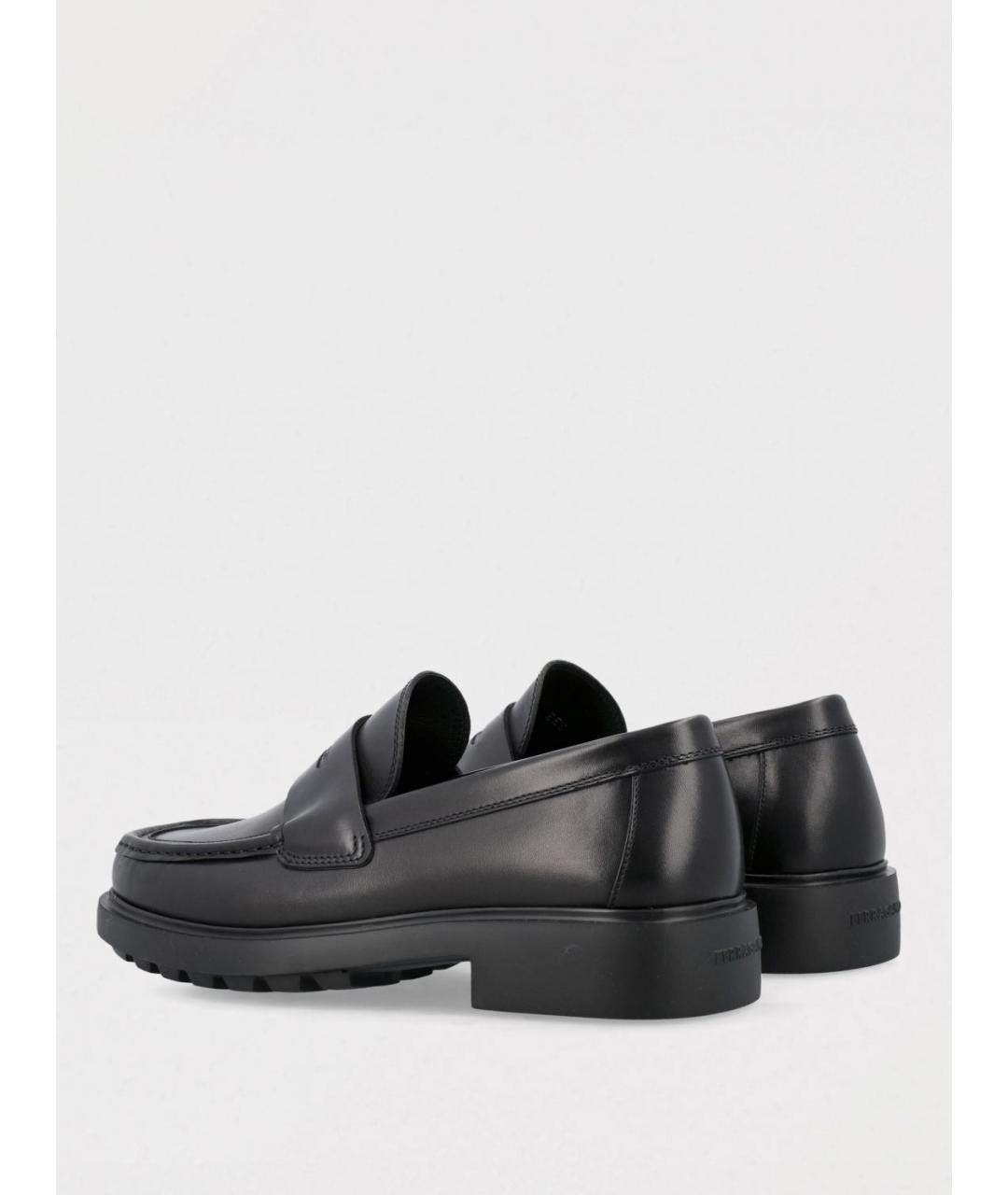 FERRAGAMO Черные кожаные лоферы, фото 3