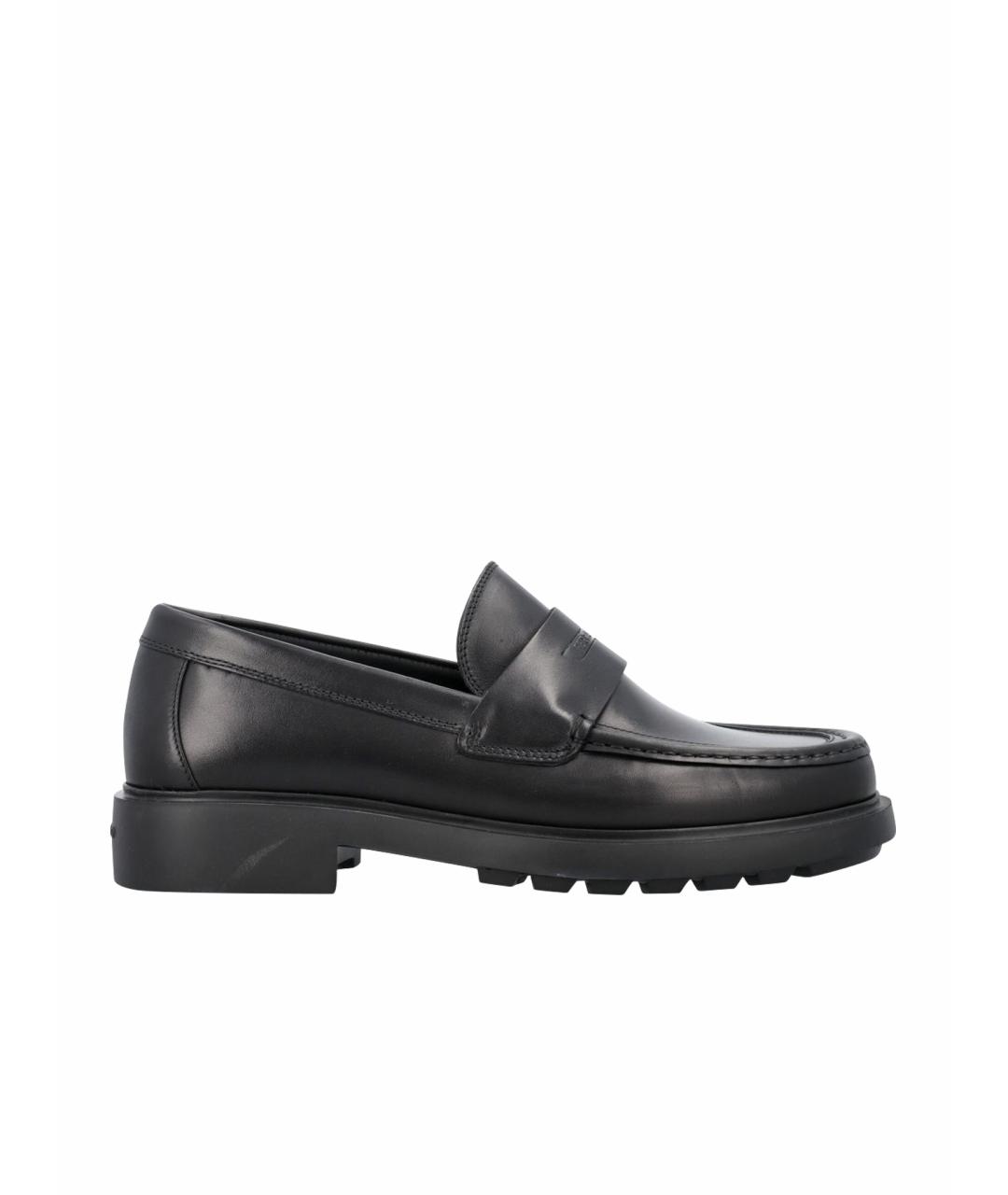 FERRAGAMO Черные кожаные лоферы, фото 1
