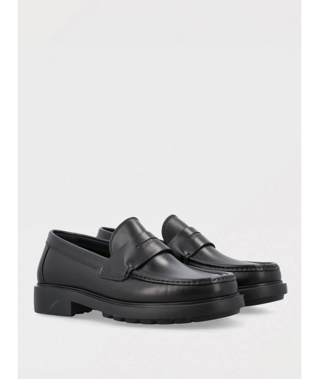 FERRAGAMO Черные кожаные лоферы, фото 2