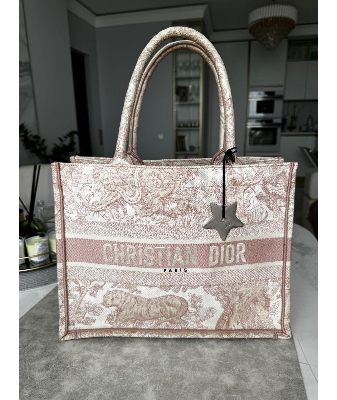 CHRISTIAN DIOR Розовая жаккардовая сумка тоут, фото 3