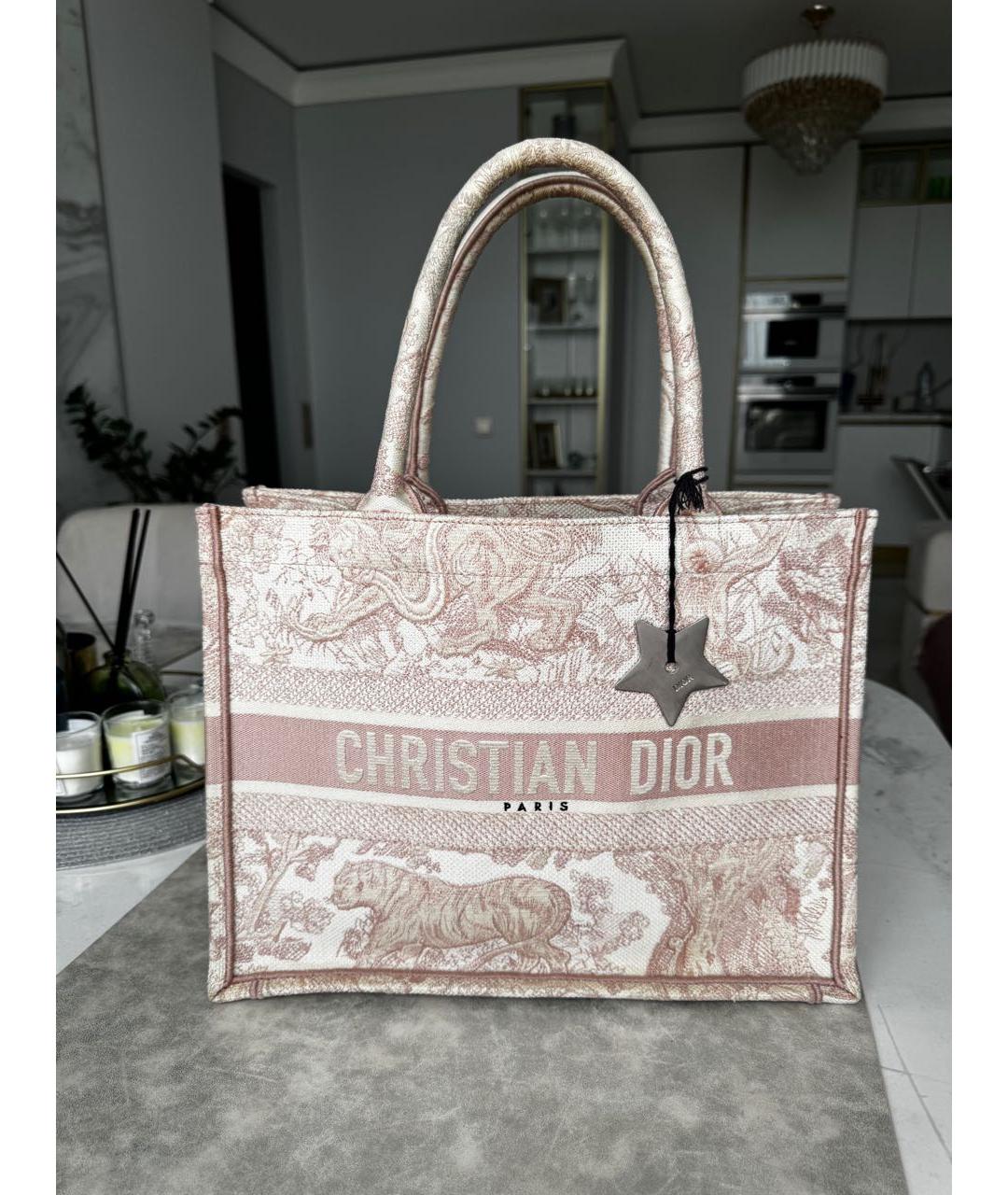CHRISTIAN DIOR Розовая жаккардовая сумка тоут, фото 2