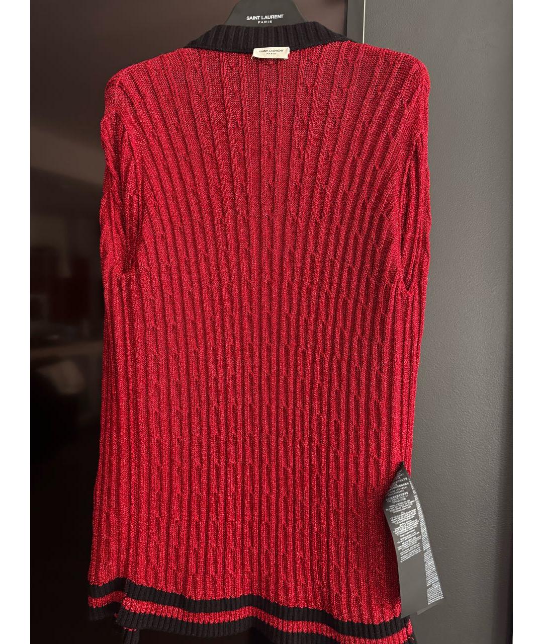 SAINT LAURENT Бордовый вискозный кардиган, фото 3