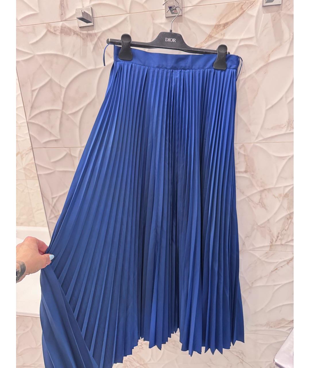 MAX MARA Синяя полиэстеровая юбка макси, фото 2