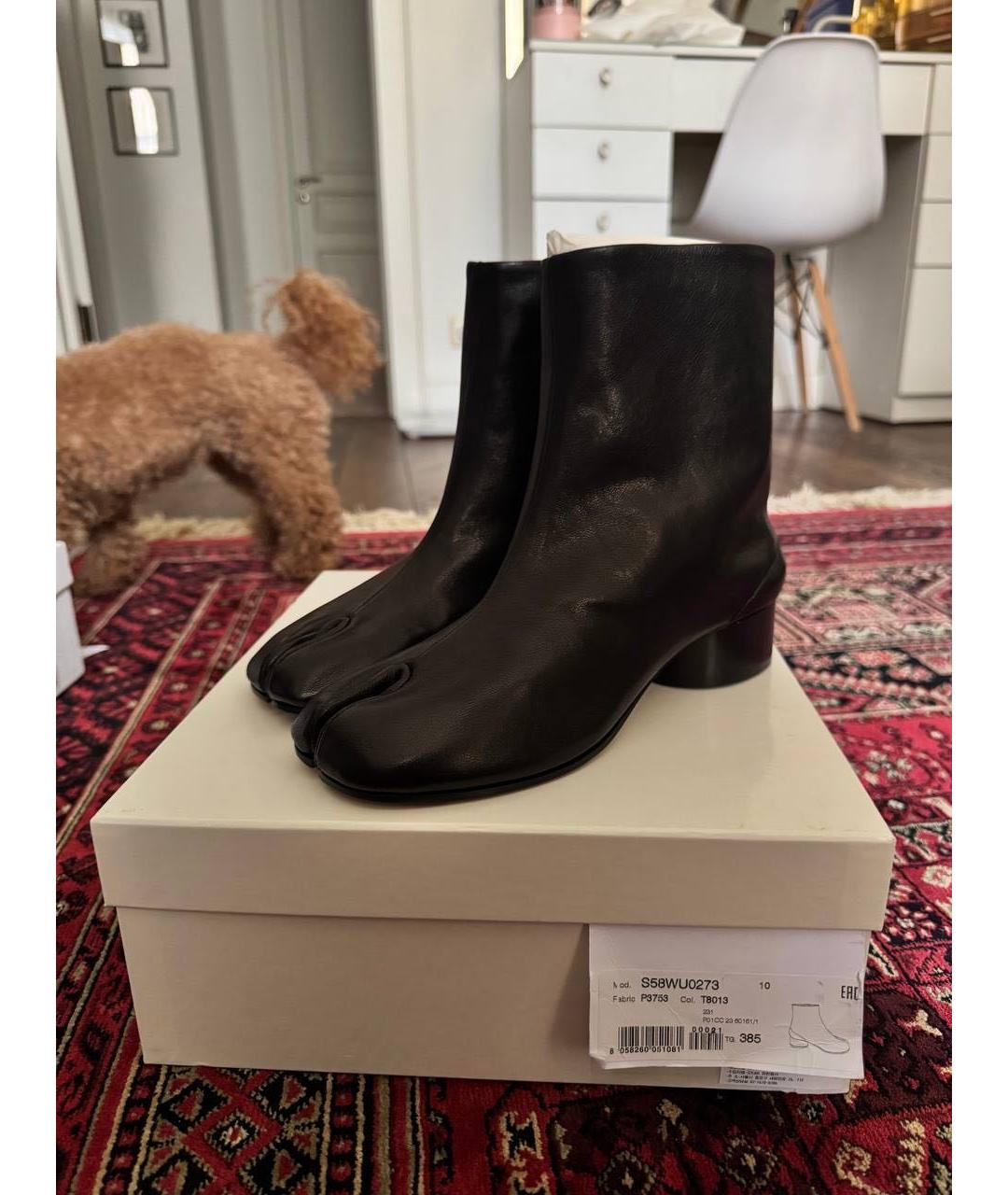 MAISON MARGIELA Черные кожаные ботинки, фото 7