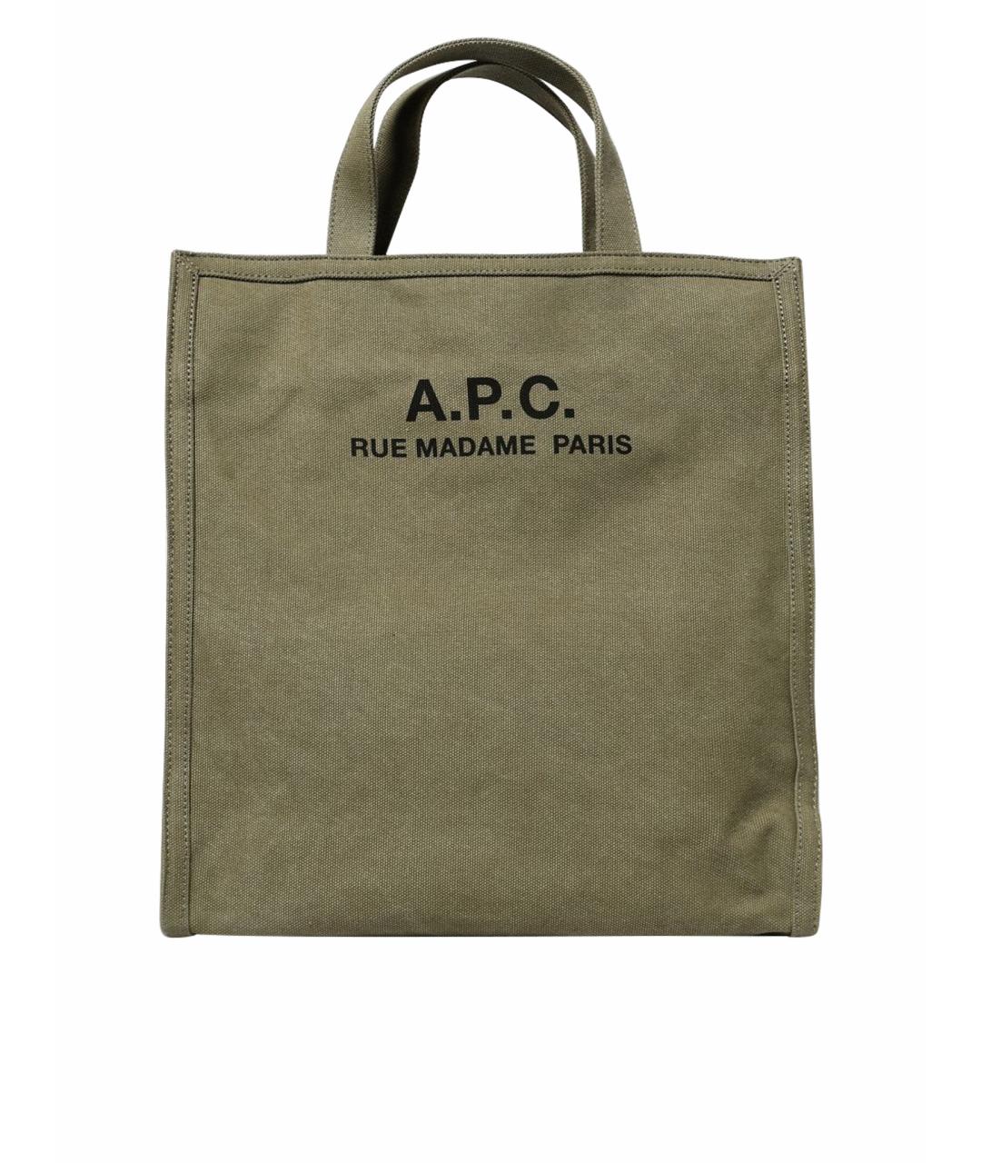 A.P.C. Зеленая тканевая сумка тоут, фото 1