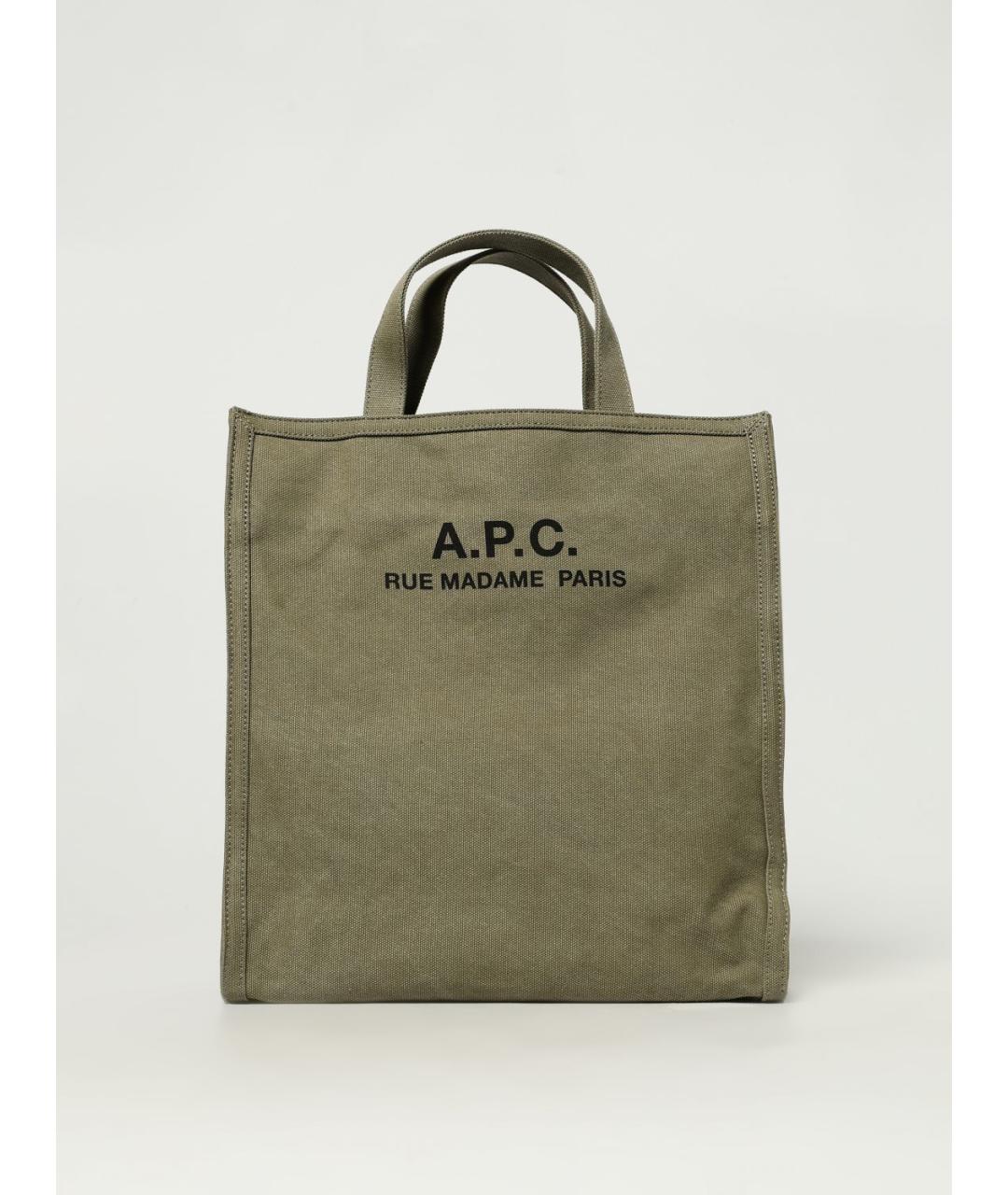 A.P.C. Зеленая тканевая сумка тоут, фото 4