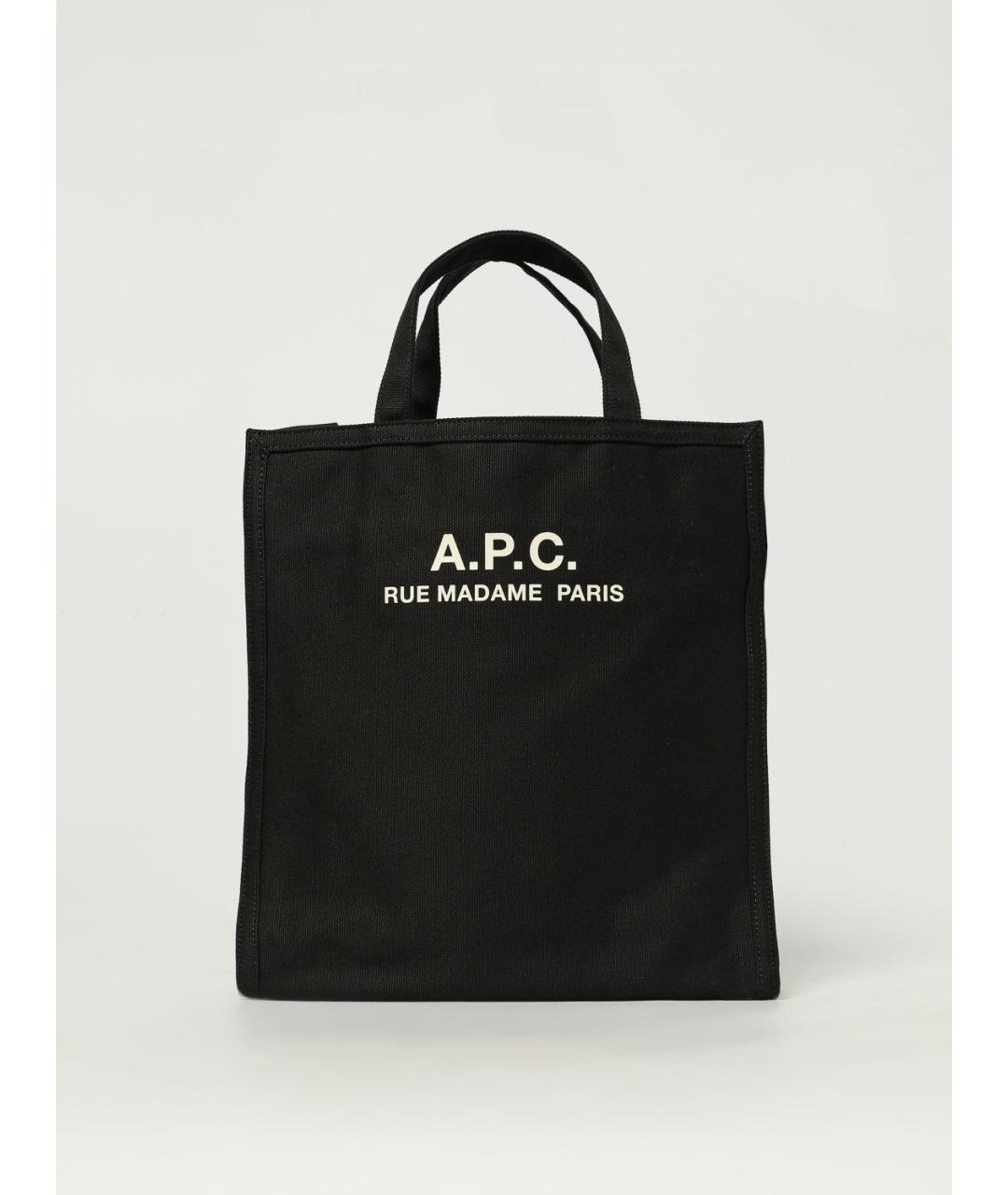 A.P.C. Черная тканевая сумка тоут, фото 4