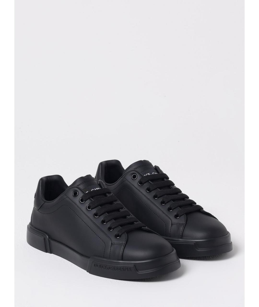 DOLCE&GABBANA Черные кожаные низкие кроссовки / кеды, фото 2