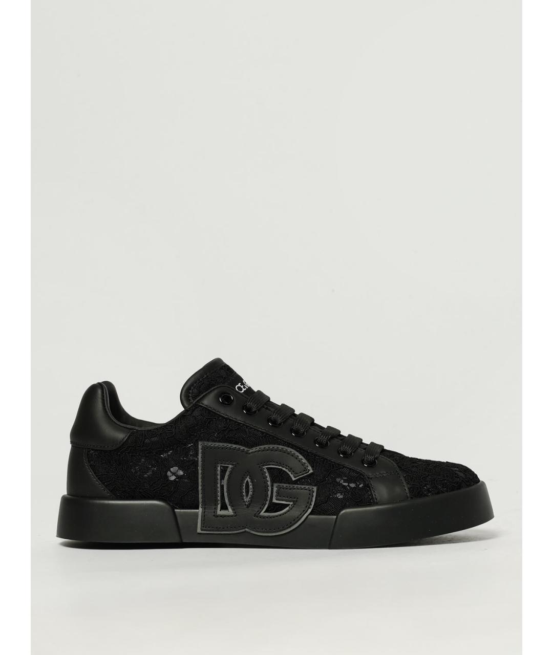 DOLCE&GABBANA Черные кожаные кеды, фото 5