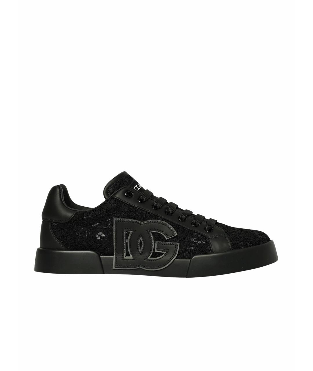 DOLCE&GABBANA Черные кожаные кеды, фото 1
