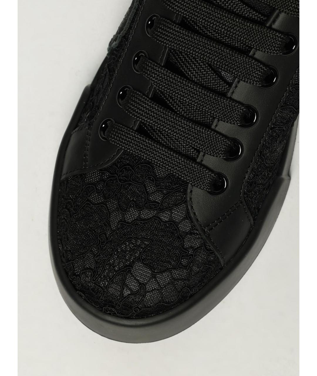 DOLCE&GABBANA Черные кожаные кеды, фото 4