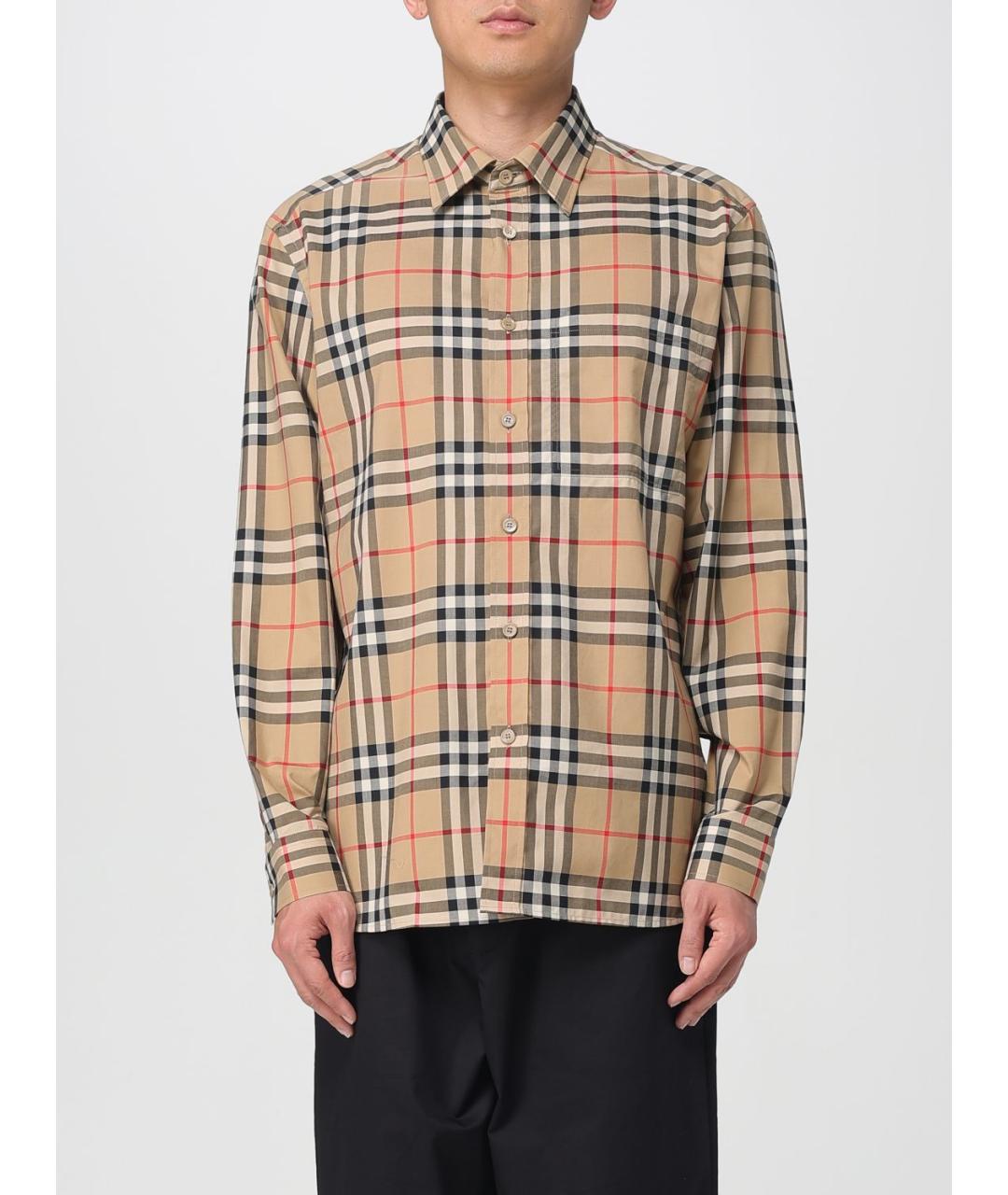BURBERRY Бежевая хлопковая кэжуал рубашка, фото 2