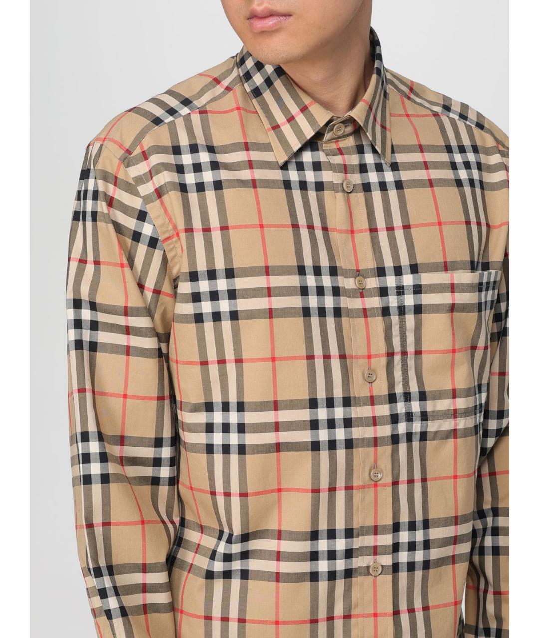 BURBERRY Бежевая хлопковая кэжуал рубашка, фото 5