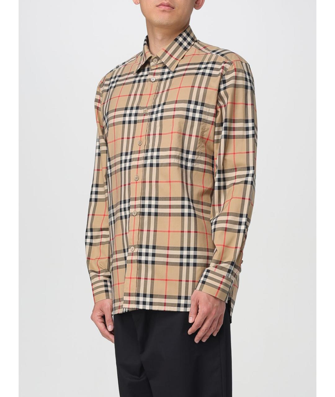 BURBERRY Бежевая хлопковая кэжуал рубашка, фото 4