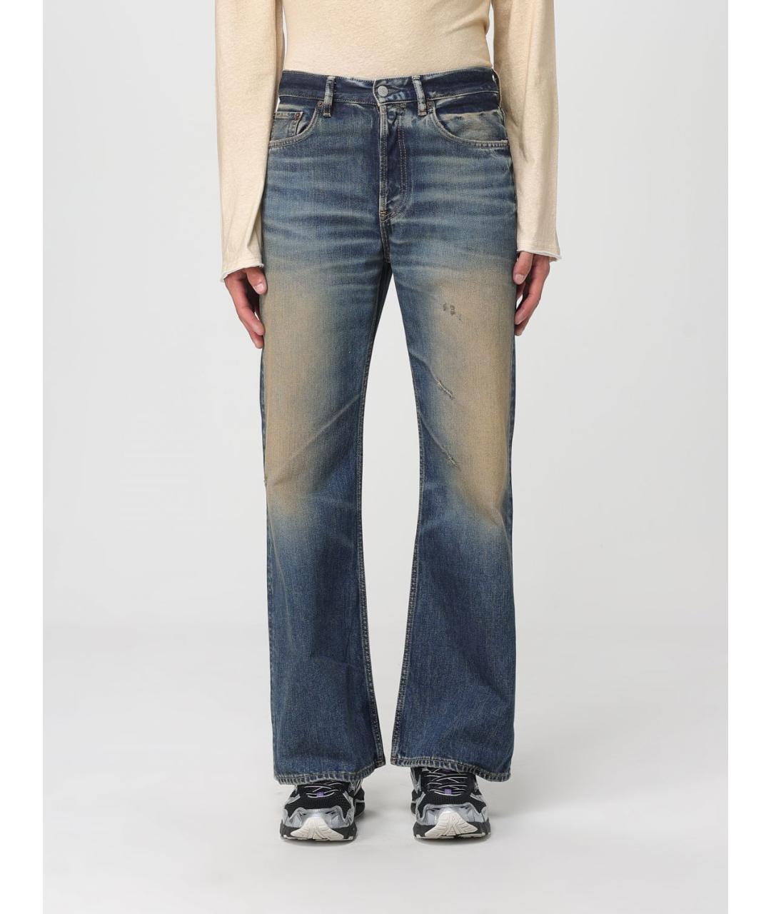 ACNE STUDIOS Синие хлопковые прямые джинсы, фото 2
