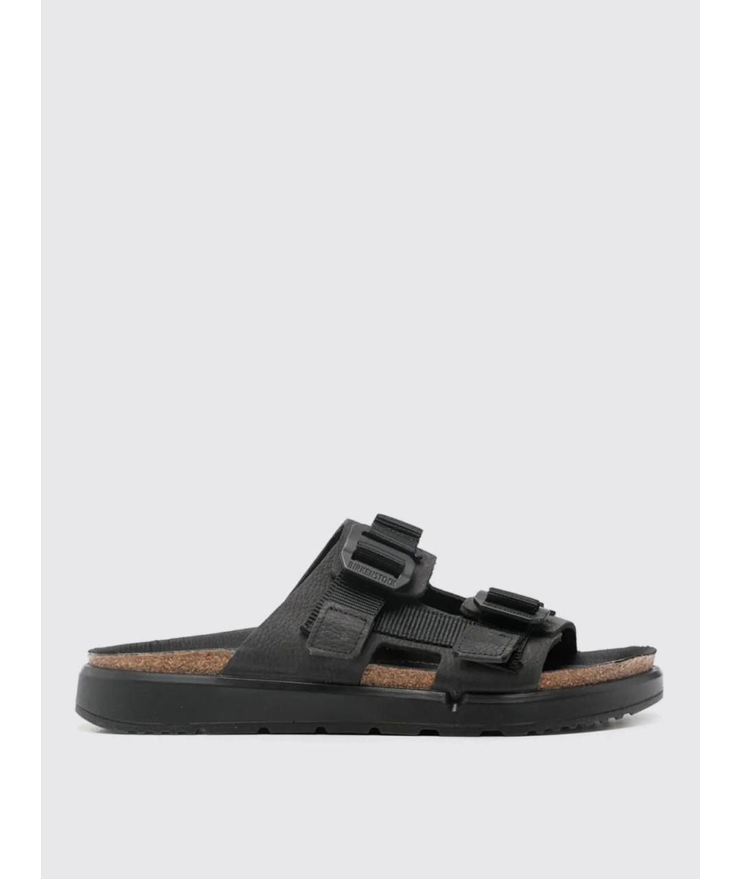 BIRKENSTOCK Черные кожаные шлепанцы, фото 5