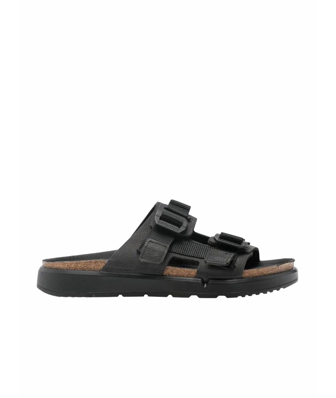 BIRKENSTOCK Черные кожаные шлепанцы, фото 1