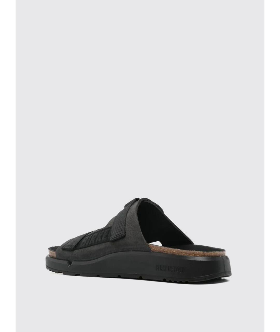 BIRKENSTOCK Черные кожаные шлепанцы, фото 3