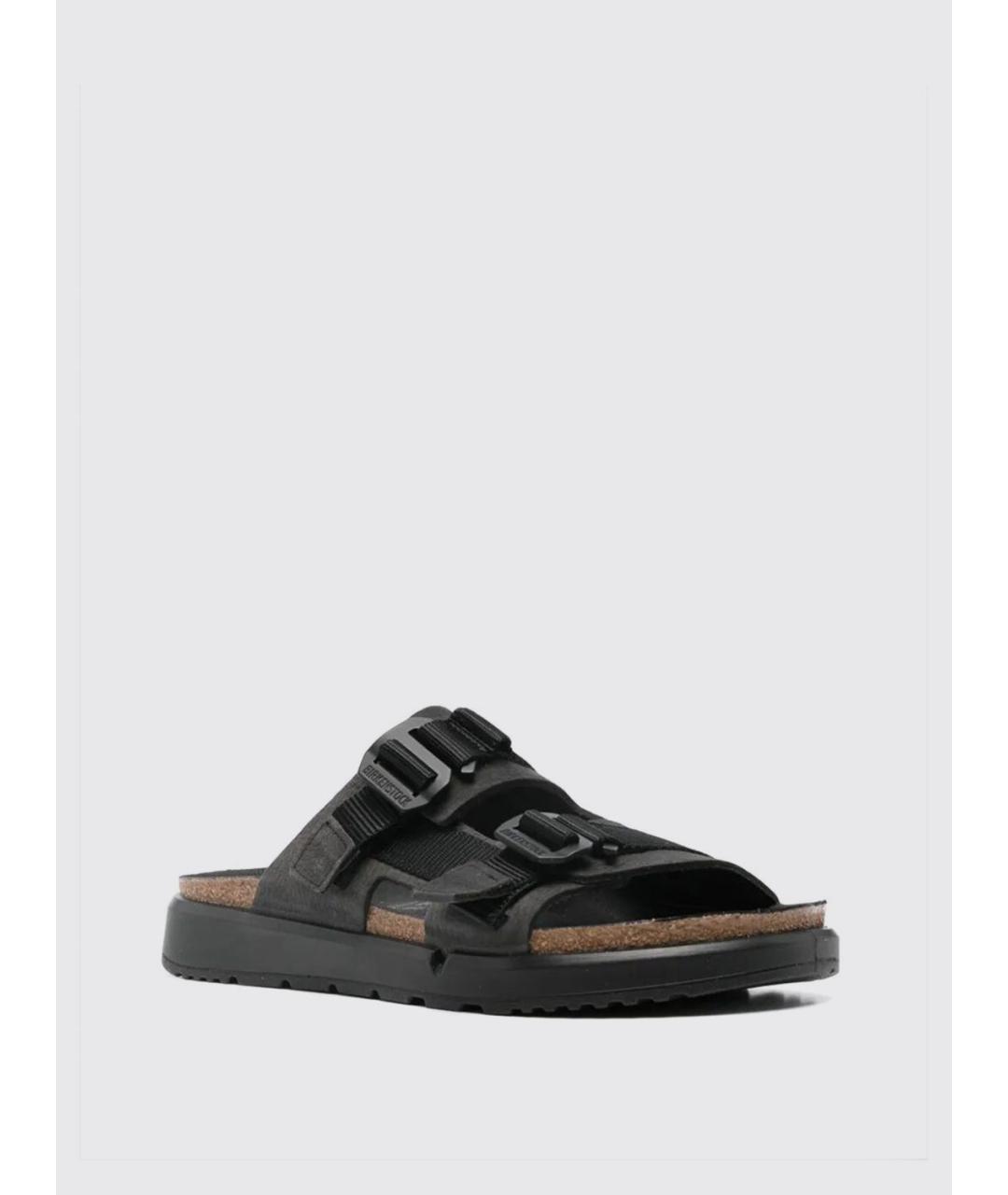 BIRKENSTOCK Черные кожаные шлепанцы, фото 2