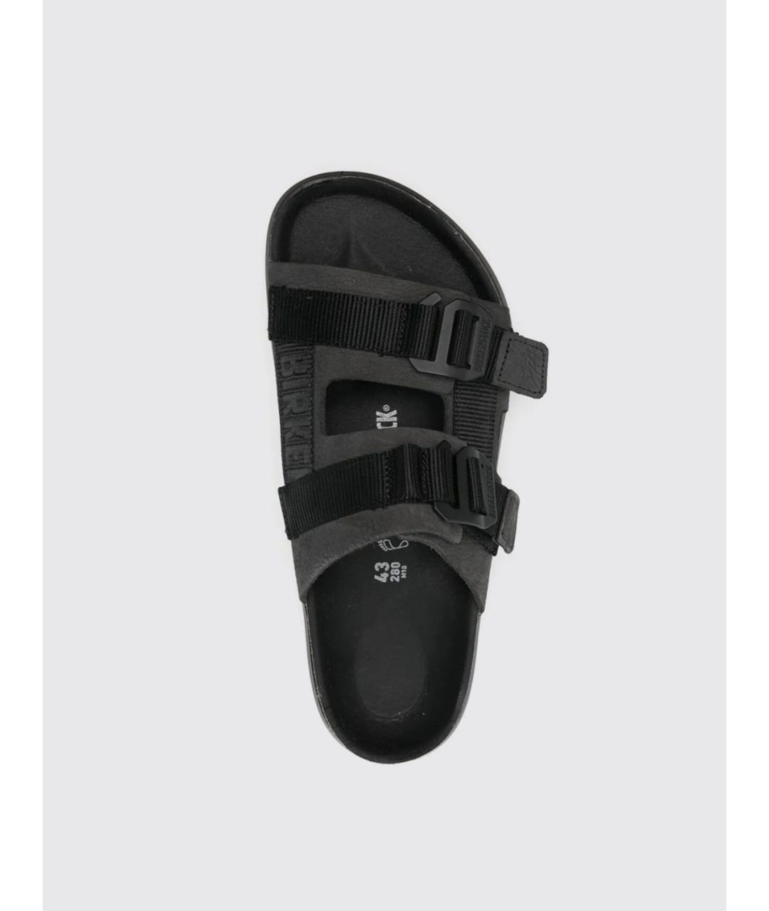 BIRKENSTOCK Черные кожаные шлепанцы, фото 4