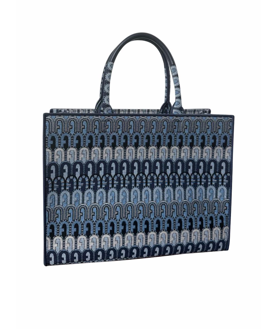 FURLA Голубая жаккардовая сумка тоут, фото 1