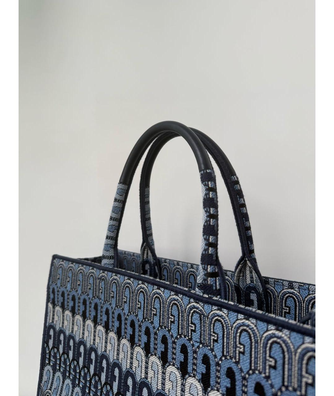 FURLA Голубая жаккардовая сумка тоут, фото 5
