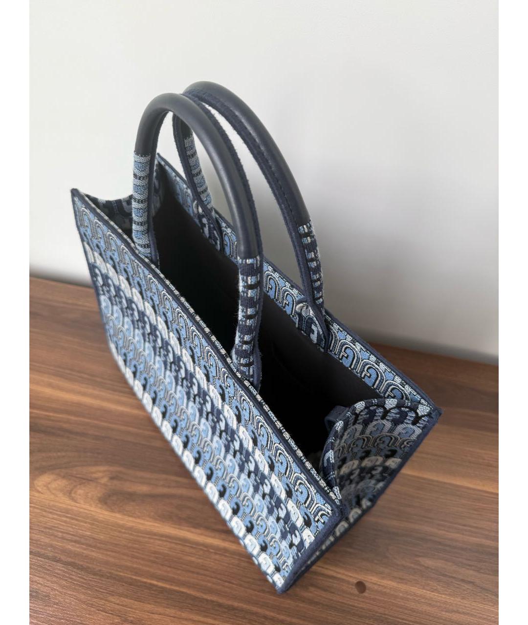 FURLA Голубая жаккардовая сумка тоут, фото 6