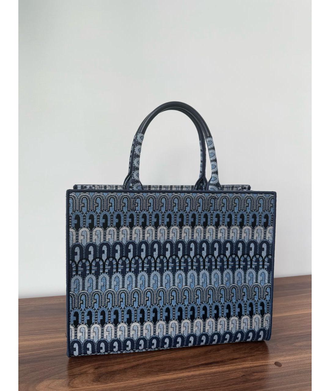 FURLA Голубая жаккардовая сумка тоут, фото 7