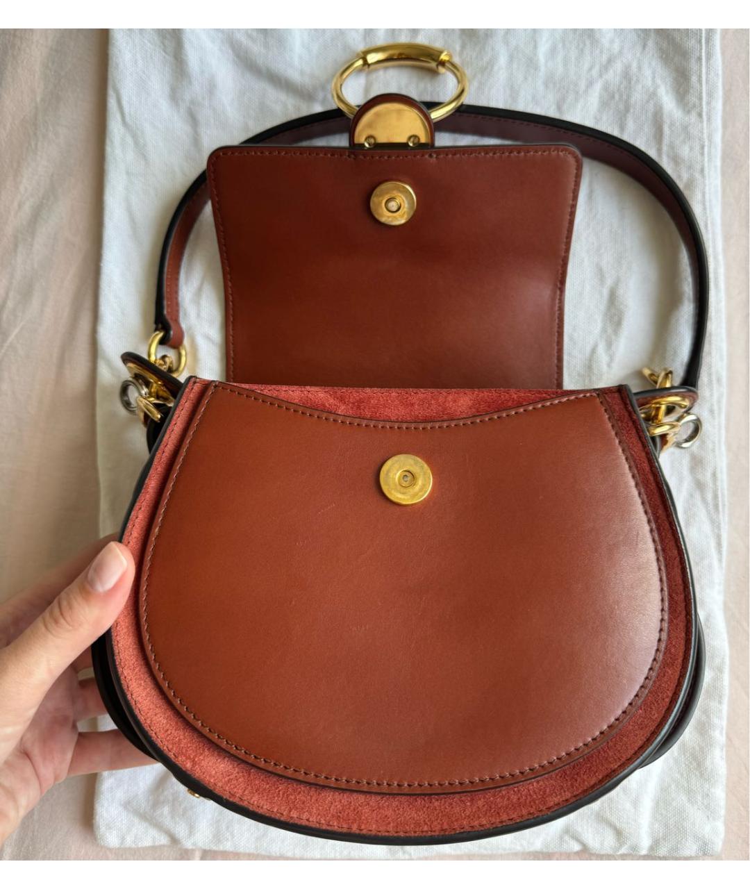 CHLOE Коричневая кожаная сумка с короткими ручками, фото 8
