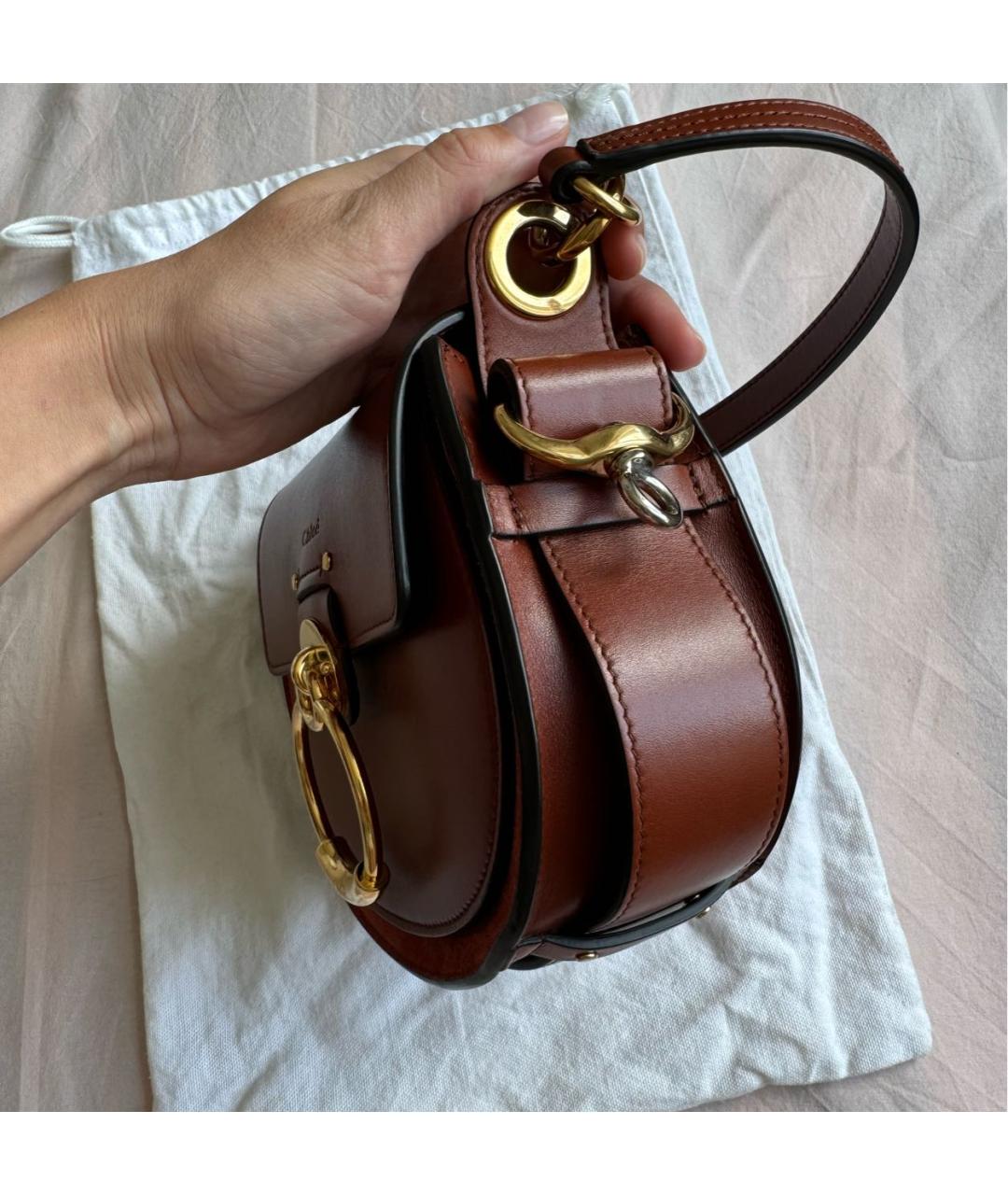 CHLOE Коричневая кожаная сумка с короткими ручками, фото 3