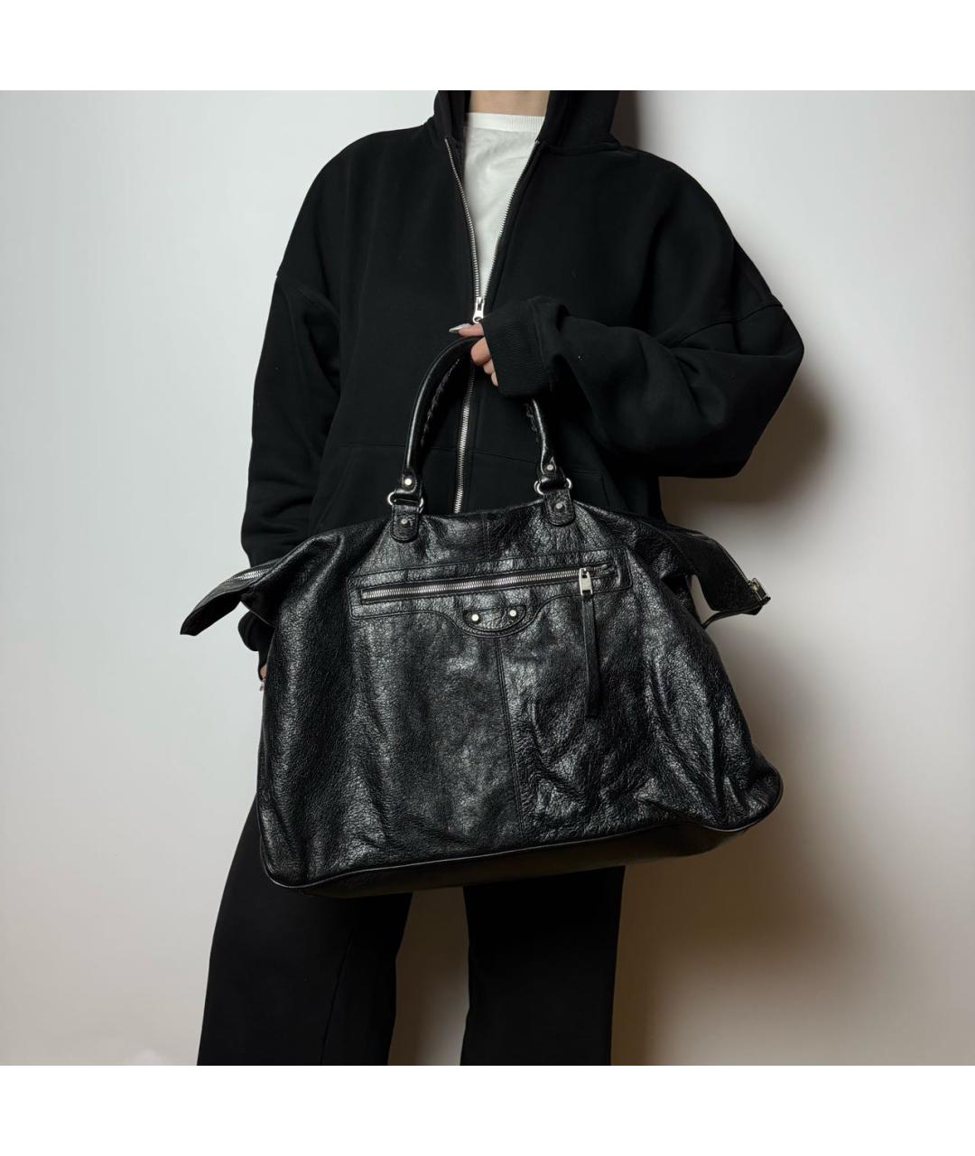 BALENCIAGA Черная кожаная дорожная/спортивная сумка, фото 7