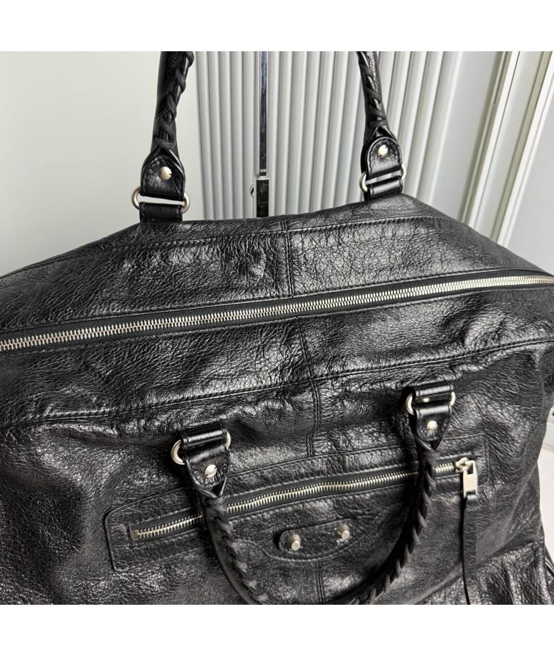 BALENCIAGA Черная кожаная дорожная/спортивная сумка, фото 4