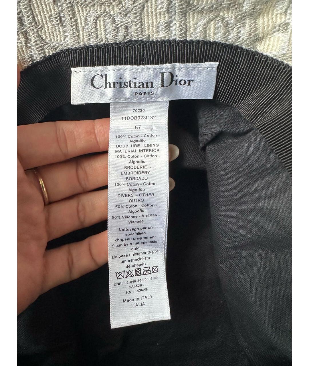 CHRISTIAN DIOR Серая хлопковая панама, фото 4
