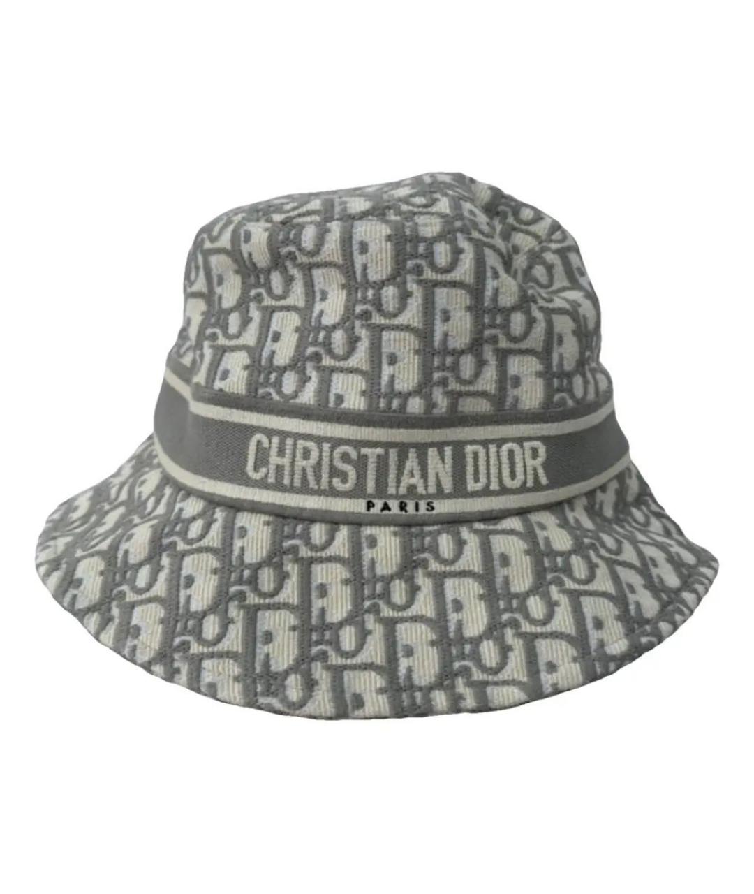 CHRISTIAN DIOR Серая хлопковая панама, фото 1