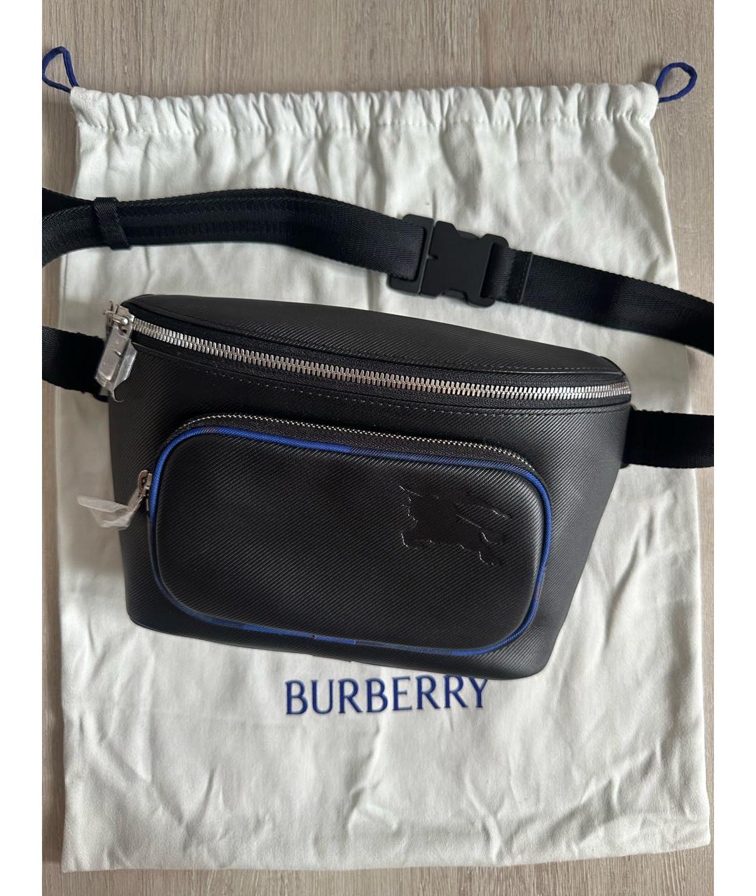 BURBERRY Черная кожаная поясная сумка, фото 5