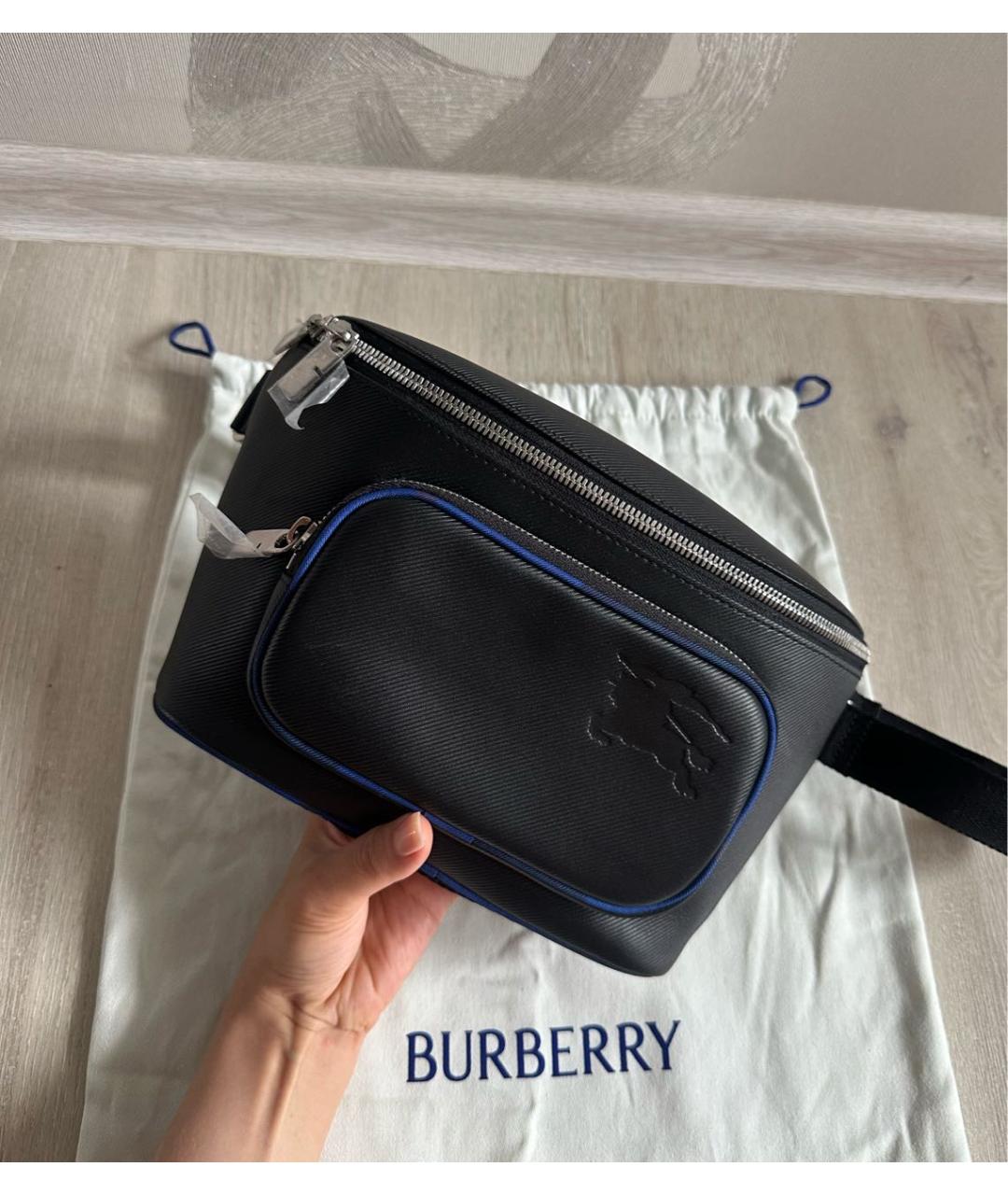 BURBERRY Черная кожаная поясная сумка, фото 2