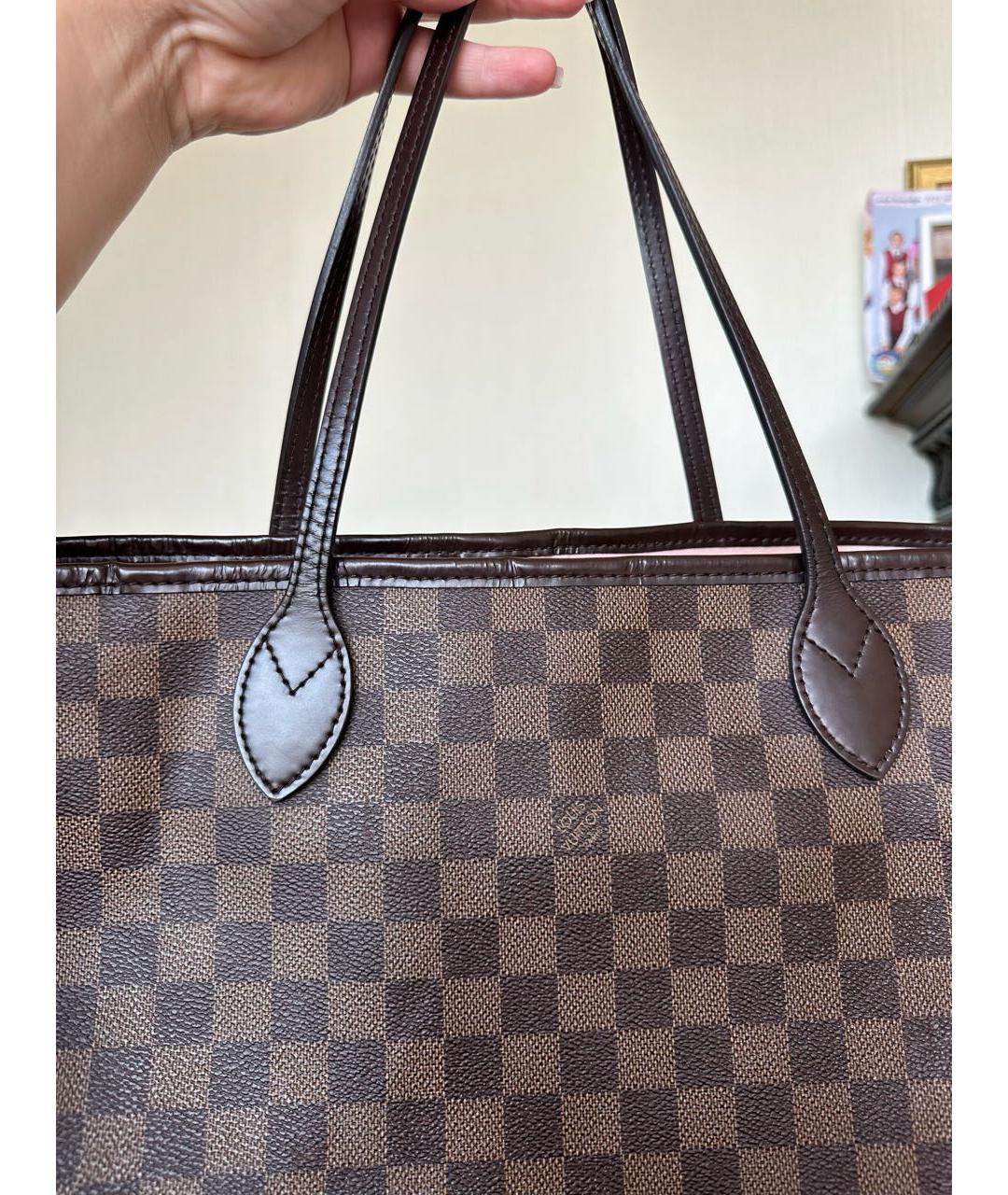LOUIS VUITTON Коричневая кожаная сумка тоут, фото 7