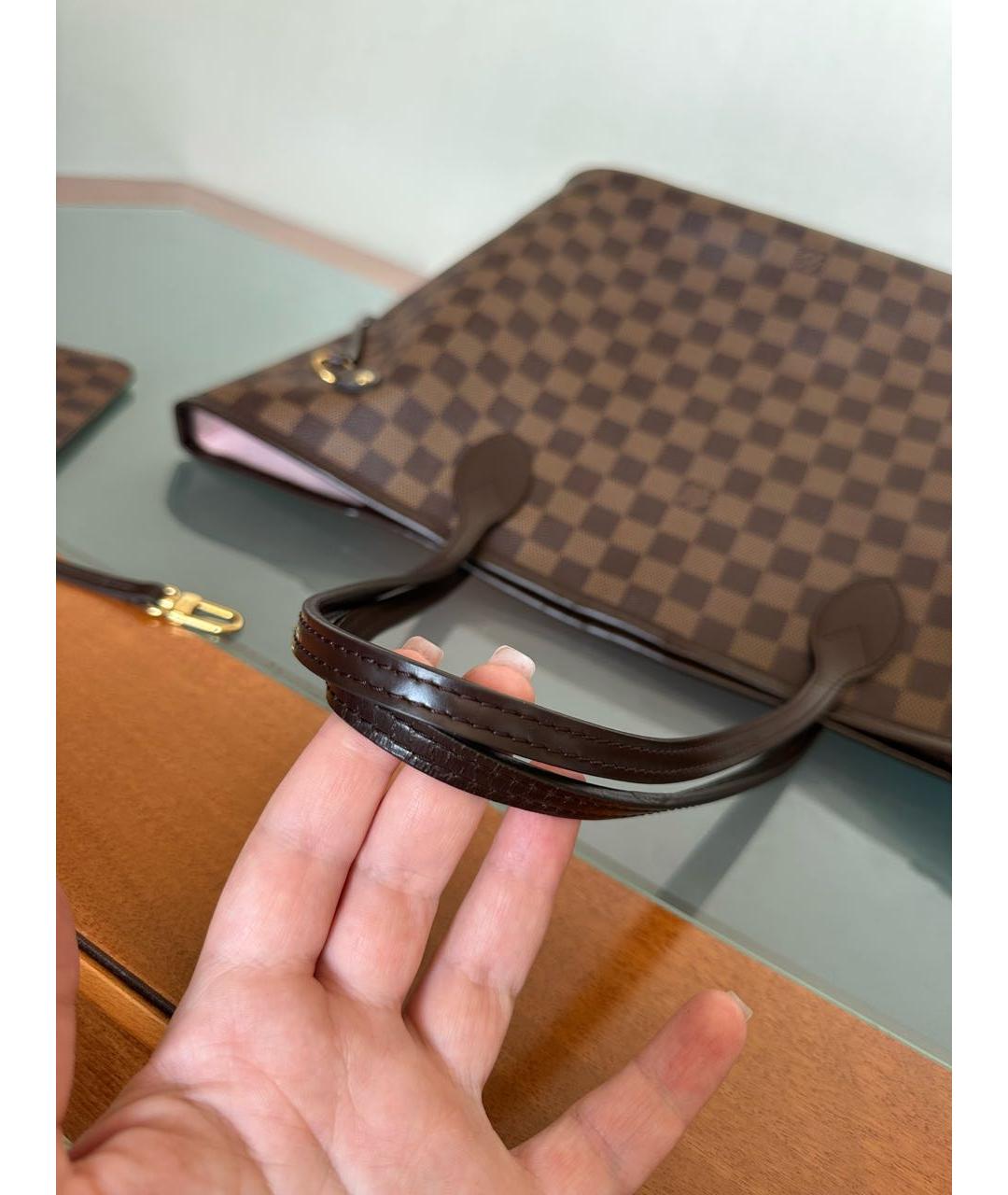 LOUIS VUITTON Коричневая кожаная сумка тоут, фото 5